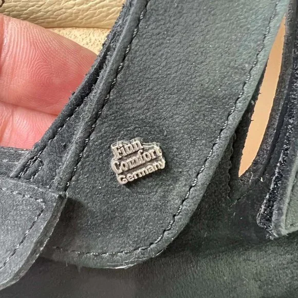 Nwot Finn Comfort Black Nubuck Leather Open Toe Ankle Strap Sandal size 7.5 - Picture 6 of 6